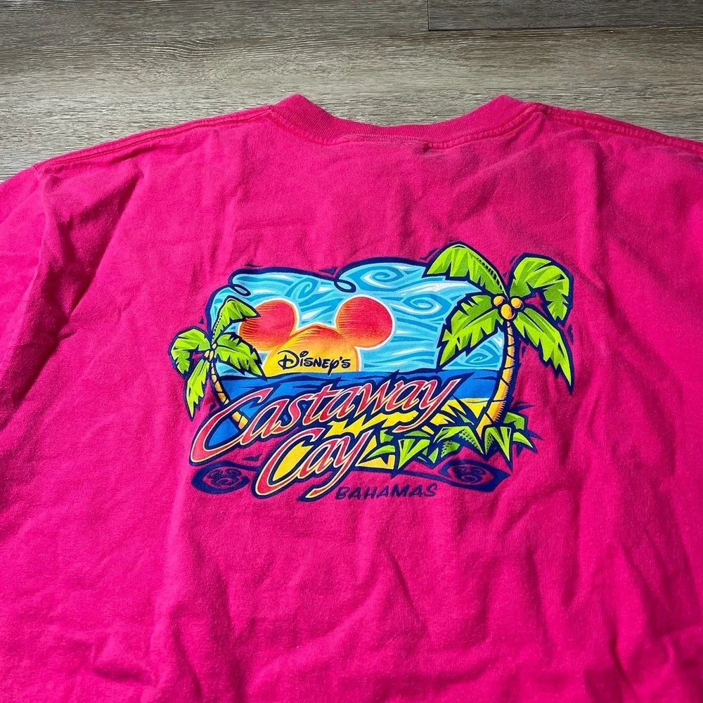 Disney Cruise Line T-Shirt Unisex Large Hot Pink Castaway Cay Bahamas Graphic